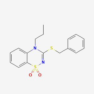 molecular formula C17H18N2O2S2 B3412519 3-(benzylsulfanyl)-4-propyl-4H-1lambda6,2,4-benzothiadiazine-1,1-dione CAS No. 933023-01-9