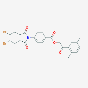 molecular formula C25H23Br2NO5 B341252 2-(2,5-dimethylphenyl)-2-oxoethyl 4-(5,6-dibromo-1,3-dioxooctahydro-2H-isoindol-2-yl)benzoate 