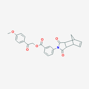 molecular formula C25H21NO6 B341257 2-(4-methoxyphenyl)-2-oxoethyl 3-(1,3-dioxo-1,3,3a,4,7,7a-hexahydro-2H-4,7-methanoisoindol-2-yl)benzoate 