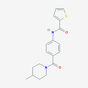 molecular formula C18H20N2O2S B341262 Thiophene-2-carboxylic acid [4-(4-methyl-piperidine-1-carbonyl)-phenyl]-amide 