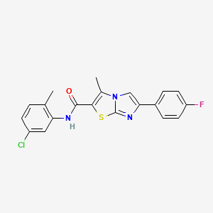 molecular formula C20H15ClFN3OS B3412624 N-(5-chloro-2-methylphenyl)-6-(4-fluorophenyl)-3-methylimidazo[2,1-b][1,3]thiazole-2-carboxamide CAS No. 933211-98-4