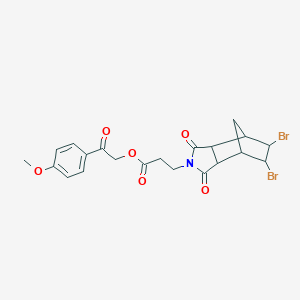 molecular formula C21H21Br2NO6 B341267 3-(8,9-Dibromo-3,5-dioxo-4-aza-tricyclo[5.2.1.0*2,6*]dec-4-yl)-propionic acid 2-(4-methoxy-phenyl)-2-oxo-ethyl ester 
