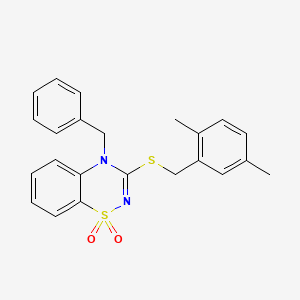 4-benzyl-3-((2,5-dimethylbenzyl)thio)-4H-benzo[e][1,2,4]thiadiazine 1,1-dioxide