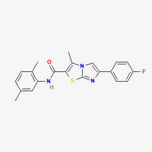 molecular formula C21H18FN3OS B3412707 N-(2,5-dimethylphenyl)-6-(4-fluorophenyl)-3-methylimidazo[2,1-b][1,3]thiazole-2-carboxamide CAS No. 933216-63-8