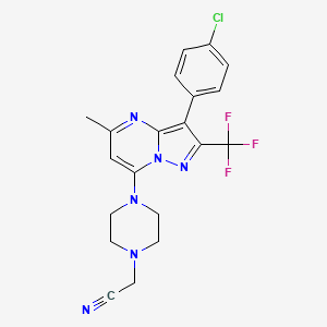 molecular formula C20H18ClF3N6 B3412748 {4-[3-(4-Chlorophenyl)-5-methyl-2-(trifluoromethyl)pyrazolo[1,5-a]pyrimidin-7-yl]piperazin-1-yl}acetonitrile CAS No. 933250-98-7