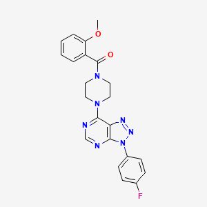 molecular formula C22H20FN7O2 B3412755 (4-(3-(4-fluorophenyl)-3H-[1,2,3]triazolo[4,5-d]pyrimidin-7-yl)piperazin-1-yl)(2-methoxyphenyl)methanone CAS No. 933253-38-4