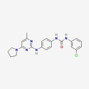 molecular formula C22H23ClN6O B3412758 N-(3-chlorophenyl)-N'-{4-[(4-methyl-6-pyrrolidin-1-ylpyrimidin-2-yl)amino]phenyl}urea CAS No. 933253-86-2