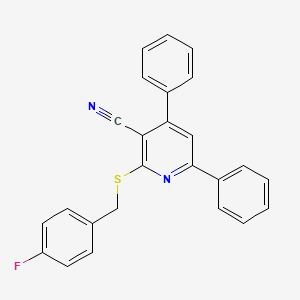 molecular formula C25H17FN2S B3412767 2-{[(4-Fluorophenyl)methyl]sulfanyl}-4,6-diphenylpyridine-3-carbonitrile CAS No. 933836-23-8