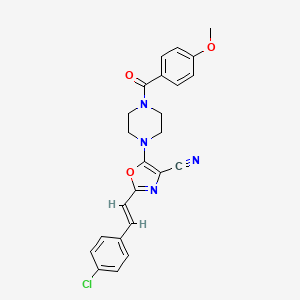 (E)-2-(4-chlorostyryl)-5-(4-(4-methoxybenzoyl)piperazin-1-yl)oxazole-4-carbonitrile
