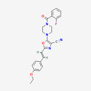 (E)-2-(4-ethoxystyryl)-5-(4-(2-fluorobenzoyl)piperazin-1-yl)oxazole-4-carbonitrile