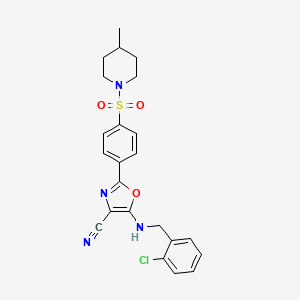 molecular formula C23H23ClN4O3S B3412813 5-[(2-Chlorobenzyl)amino]-2-{4-[(4-methylpiperidin-1-yl)sulfonyl]phenyl}-1,3-oxazole-4-carbonitrile CAS No. 941000-23-3