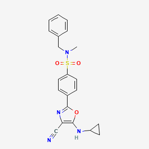 molecular formula C21H20N4O3S B3412820 N-benzyl-4-(4-cyano-5-(cyclopropylamino)oxazol-2-yl)-N-methylbenzenesulfonamide CAS No. 941004-40-6