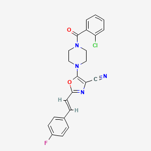 molecular formula C23H18ClFN4O2 B3412825 (E)-5-(4-(2-chlorobenzoyl)piperazin-1-yl)-2-(4-fluorostyryl)oxazole-4-carbonitrile CAS No. 941010-29-3