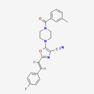 (E)-2-(4-fluorostyryl)-5-(4-(3-methylbenzoyl)piperazin-1-yl)oxazole-4-carbonitrile