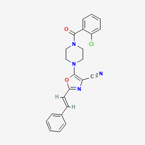 molecular formula C23H19ClN4O2 B3412870 (E)-5-(4-(2-chlorobenzoyl)piperazin-1-yl)-2-styryloxazole-4-carbonitrile CAS No. 941254-80-4