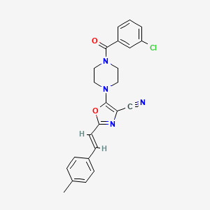 (E)-5-(4-(3-chlorobenzoyl)piperazin-1-yl)-2-(4-methylstyryl)oxazole-4-carbonitrile