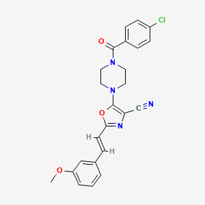 (E)-5-(4-(4-chlorobenzoyl)piperazin-1-yl)-2-(3-methoxystyryl)oxazole-4-carbonitrile