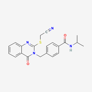 molecular formula C21H20N4O2S B3412909 4-((2-((cyanomethyl)thio)-4-oxoquinazolin-3(4H)-yl)methyl)-N-isopropylbenzamide CAS No. 941877-39-0
