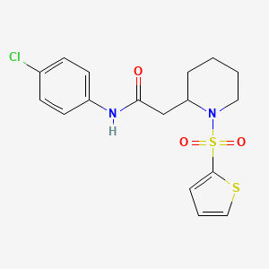 molecular formula C17H19ClN2O3S2 B3412970 N-(4-chlorophenyl)-2-(1-(thiophen-2-ylsulfonyl)piperidin-2-yl)acetamide CAS No. 941905-48-2
