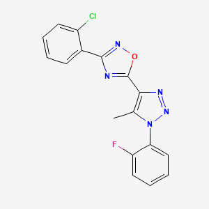 molecular formula C17H11ClFN5O B3412973 3-(2-chlorophenyl)-5-[1-(2-fluorophenyl)-5-methyl-1H-1,2,3-triazol-4-yl]-1,2,4-oxadiazole CAS No. 941906-74-7