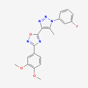 molecular formula C19H16FN5O3 B3412981 3-(3,4-dimethoxyphenyl)-5-[1-(3-fluorophenyl)-5-methyl-1H-1,2,3-triazol-4-yl]-1,2,4-oxadiazole CAS No. 941906-82-7