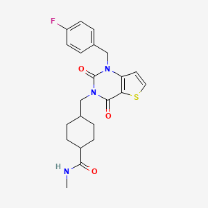 molecular formula C22H24FN3O3S B3412989 4-((1-(4-fluorobenzyl)-2,4-dioxo-1,2-dihydrothieno[3,2-d]pyrimidin-3(4H)-yl)methyl)-N-methylcyclohexanecarboxamide CAS No. 941907-19-3
