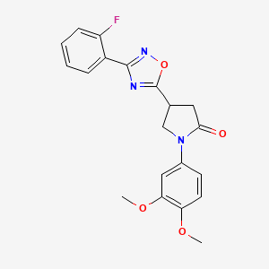 molecular formula C20H18FN3O4 B3412995 1-(3,4-Dimethoxyphenyl)-4-[3-(2-fluorophenyl)-1,2,4-oxadiazol-5-yl]pyrrolidin-2-one CAS No. 941919-46-6