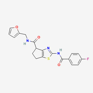 molecular formula C19H16FN3O3S B3413000 2-(4-fluorobenzamido)-N-(furan-2-ylmethyl)-5,6-dihydro-4H-cyclopenta[d]thiazole-4-carboxamide CAS No. 941926-40-5