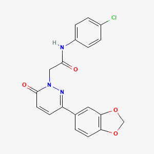 molecular formula C19H14ClN3O4 B3413008 2-(3-(benzo[d][1,3]dioxol-5-yl)-6-oxopyridazin-1(6H)-yl)-N-(4-chlorophenyl)acetamide CAS No. 941930-33-2