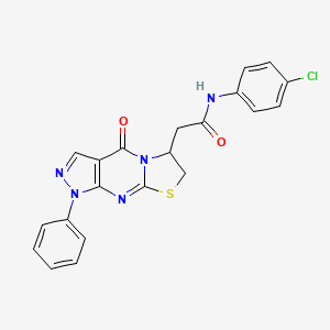 molecular formula C21H16ClN5O2S B3413012 N-(4-chlorophenyl)-2-(4-oxo-1-phenyl-1,4,6,7-tetrahydropyrazolo[3,4-d]thiazolo[3,2-a]pyrimidin-6-yl)acetamide CAS No. 941934-99-2