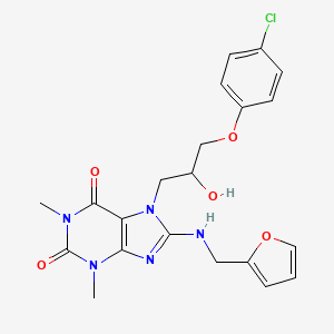 molecular formula C21H22ClN5O5 B3413020 7-(3-(4-chlorophenoxy)-2-hydroxypropyl)-8-((furan-2-ylmethyl)amino)-1,3-dimethyl-1H-purine-2,6(3H,7H)-dione CAS No. 941937-96-8