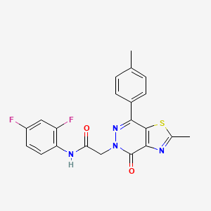 molecular formula C21H16F2N4O2S B3413029 N-(2,4-difluorophenyl)-2-(2-methyl-4-oxo-7-(p-tolyl)thiazolo[4,5-d]pyridazin-5(4H)-yl)acetamide CAS No. 941942-60-5