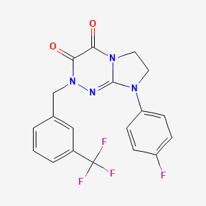 molecular formula C19H14F4N4O2 B3413095 8-(4-fluorophenyl)-2-(3-(trifluoromethyl)benzyl)-7,8-dihydroimidazo[2,1-c][1,2,4]triazine-3,4(2H,6H)-dione CAS No. 941976-58-5