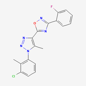 molecular formula C18H13ClFN5O B3413098 5-[1-(3-chloro-2-methylphenyl)-5-methyl-1H-1,2,3-triazol-4-yl]-3-(2-fluorophenyl)-1,2,4-oxadiazole CAS No. 941977-83-9