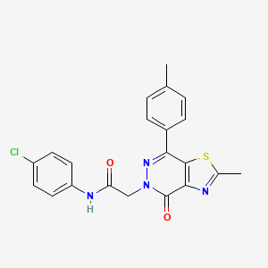 molecular formula C21H17ClN4O2S B3413107 N-(4-chlorophenyl)-2-(2-methyl-4-oxo-7-(p-tolyl)thiazolo[4,5-d]pyridazin-5(4H)-yl)acetamide CAS No. 941986-68-1