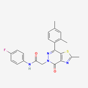 2-(7-(2,4-dimethylphenyl)-2-methyl-4-oxothiazolo[4,5-d]pyridazin-5(4H)-yl)-N-(4-fluorophenyl)acetamide