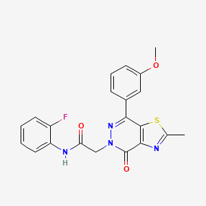 molecular formula C21H17FN4O3S B3413123 N-(2-fluorophenyl)-2-(7-(3-methoxyphenyl)-2-methyl-4-oxothiazolo[4,5-d]pyridazin-5(4H)-yl)acetamide CAS No. 942004-19-5