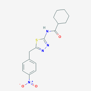 molecular formula C16H18N4O3S B341313 N-(5-{4-nitrobenzyl}-1,3,4-thiadiazol-2-yl)cyclohexanecarboxamide 