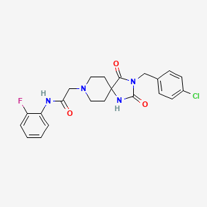 molecular formula C22H22ClFN4O3 B3413132 2-(3-(4-chlorobenzyl)-2,4-dioxo-1,3,8-triazaspiro[4.5]decan-8-yl)-N-(2-fluorophenyl)acetamide CAS No. 942006-36-2