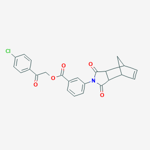 molecular formula C24H18ClNO5 B341315 2-(4-chlorophenyl)-2-oxoethyl 3-(1,3-dioxo-1,3,3a,4,7,7a-hexahydro-2H-4,7-methanoisoindol-2-yl)benzoate 