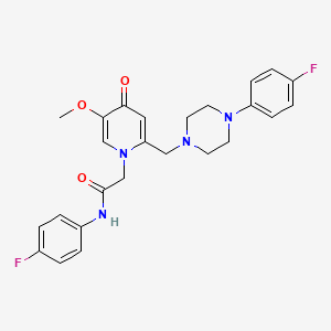 molecular formula C25H26F2N4O3 B3413176 N-(4-fluorophenyl)-2-(2-((4-(4-fluorophenyl)piperazin-1-yl)methyl)-5-methoxy-4-oxopyridin-1(4H)-yl)acetamide CAS No. 946201-82-7