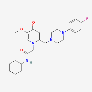 molecular formula C25H33FN4O3 B3413186 N-cyclohexyl-2-(2-((4-(4-fluorophenyl)piperazin-1-yl)methyl)-5-methoxy-4-oxopyridin-1(4H)-yl)acetamide CAS No. 946201-94-1