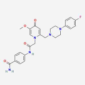 4-(2-(2-((4-(4-fluorophenyl)piperazin-1-yl)methyl)-5-methoxy-4-oxopyridin-1(4H)-yl)acetamido)benzamide