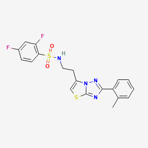 molecular formula C19H16F2N4O2S2 B3413200 2,4-difluoro-N-(2-(2-(o-tolyl)thiazolo[3,2-b][1,2,4]triazol-6-yl)ethyl)benzenesulfonamide CAS No. 946206-40-2