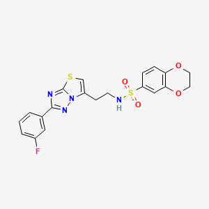 N-(2-(2-(3-fluorophenyl)thiazolo[3,2-b][1,2,4]triazol-6-yl)ethyl)-2,3-dihydrobenzo[b][1,4]dioxine-6-sulfonamide