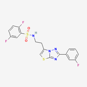 molecular formula C18H13F3N4O2S2 B3413221 2,5-difluoro-N-(2-(2-(3-fluorophenyl)thiazolo[3,2-b][1,2,4]triazol-6-yl)ethyl)benzenesulfonamide CAS No. 946206-75-3