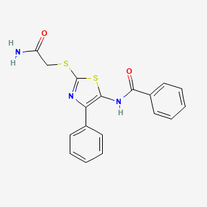 molecular formula C18H15N3O2S2 B3413285 N-(2-((2-amino-2-oxoethyl)thio)-4-phenylthiazol-5-yl)benzamide CAS No. 946210-68-0