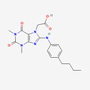 molecular formula C19H23N5O4 B3413319 2-(8-((4-butylphenyl)amino)-1,3-dimethyl-2,6-dioxo-2,3-dihydro-1H-purin-7(6H)-yl)acetic acid CAS No. 946212-39-1