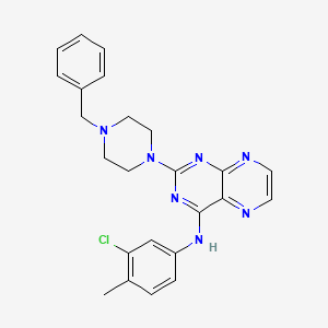 molecular formula C24H24ClN7 B3413347 2-(4-benzylpiperazin-1-yl)-N-(3-chloro-4-methylphenyl)pteridin-4-amine CAS No. 946218-43-5