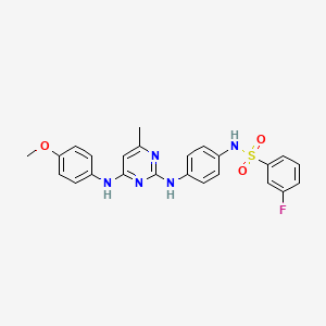 molecular formula C24H22FN5O3S B3413358 3-fluoro-N-(4-((4-((4-methoxyphenyl)amino)-6-methylpyrimidin-2-yl)amino)phenyl)benzenesulfonamide CAS No. 946220-38-8